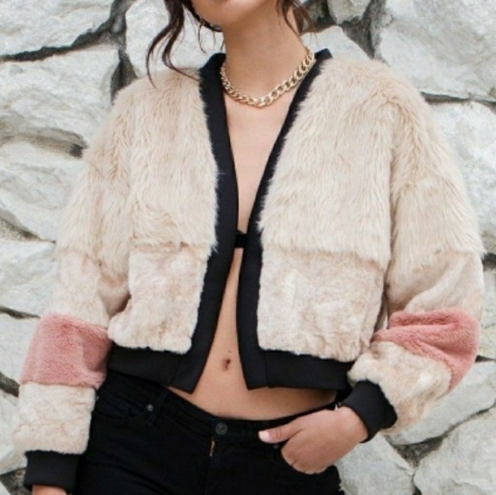 NWT YF&B Faux Fur jacket chubby topper